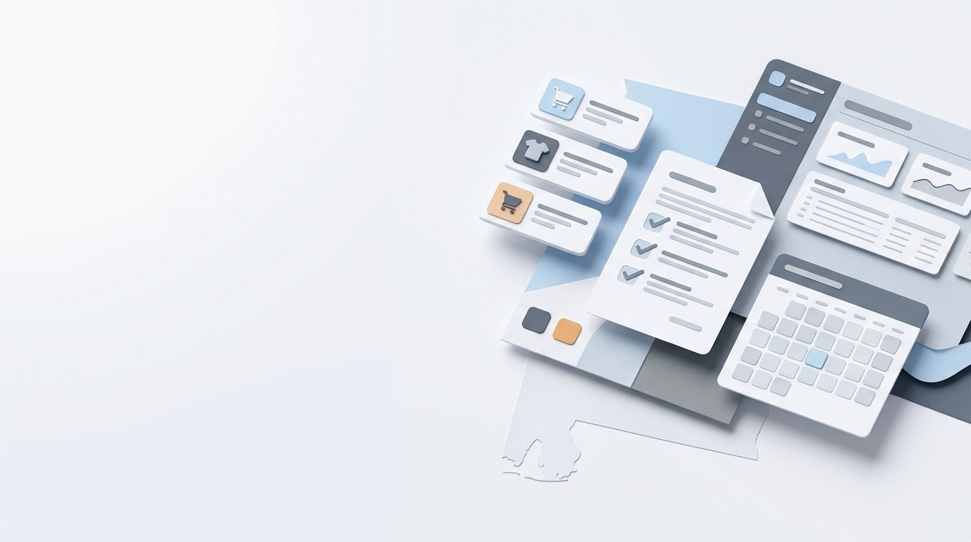 Abstract ecommerce sales tax filing dashboard for Alabama merchants