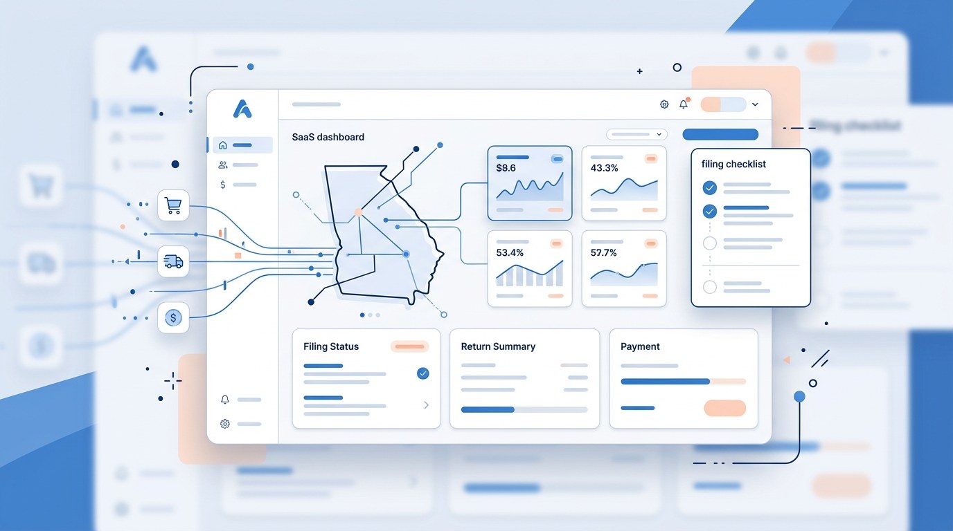 Modern ecommerce sales tax filing dashboard for Georgia merchants