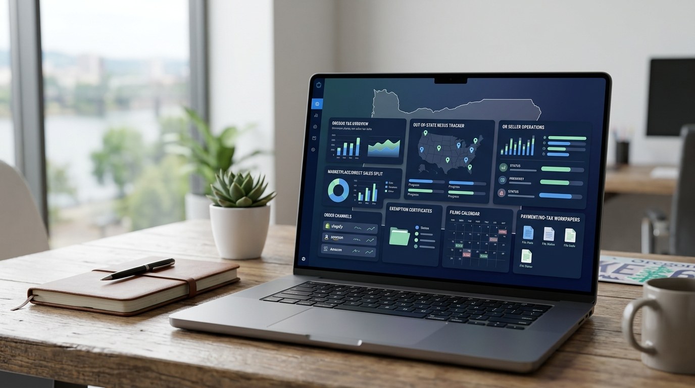 Modern ecommerce tax compliance dashboard for Oregon merchants