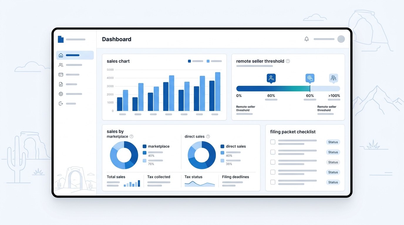 Modern ecommerce sales tax filing dashboard for Utah merchants