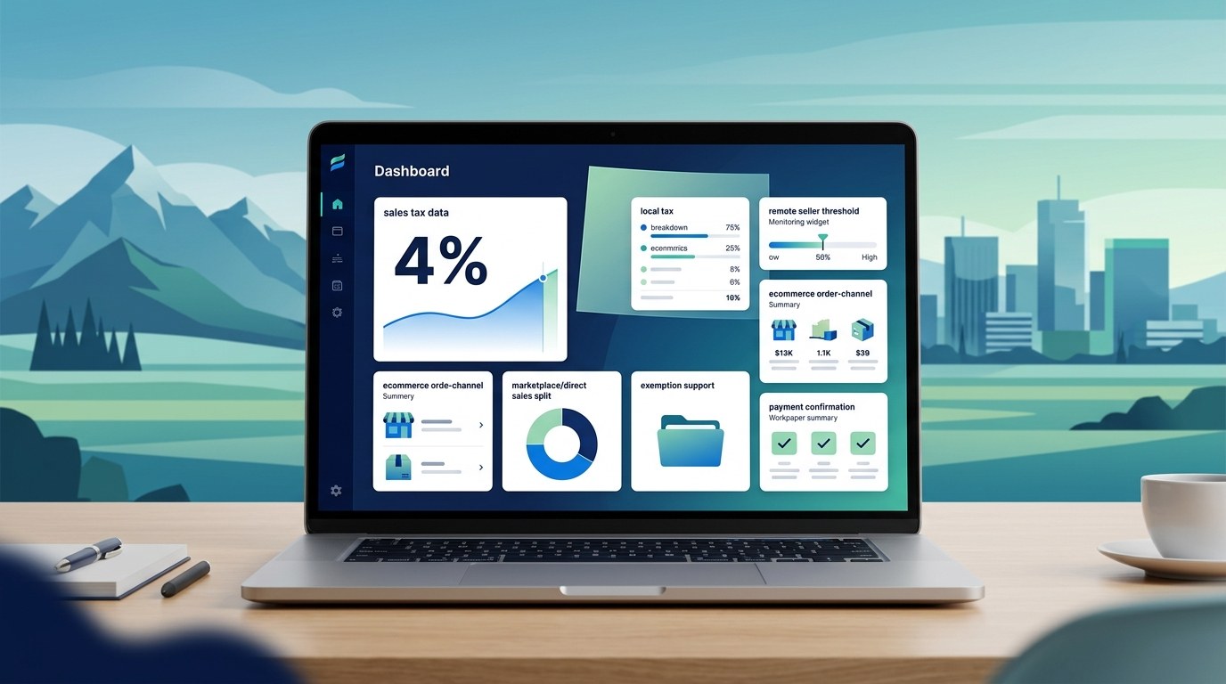 Modern ecommerce sales tax filing dashboard for Wyoming merchants